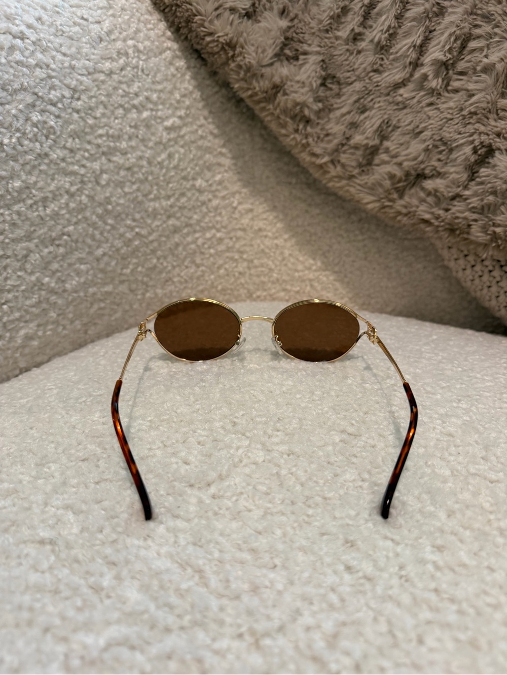 Gold Frame Oval Retro Sunglasses with Brown Lenses - Picture 5 of 6